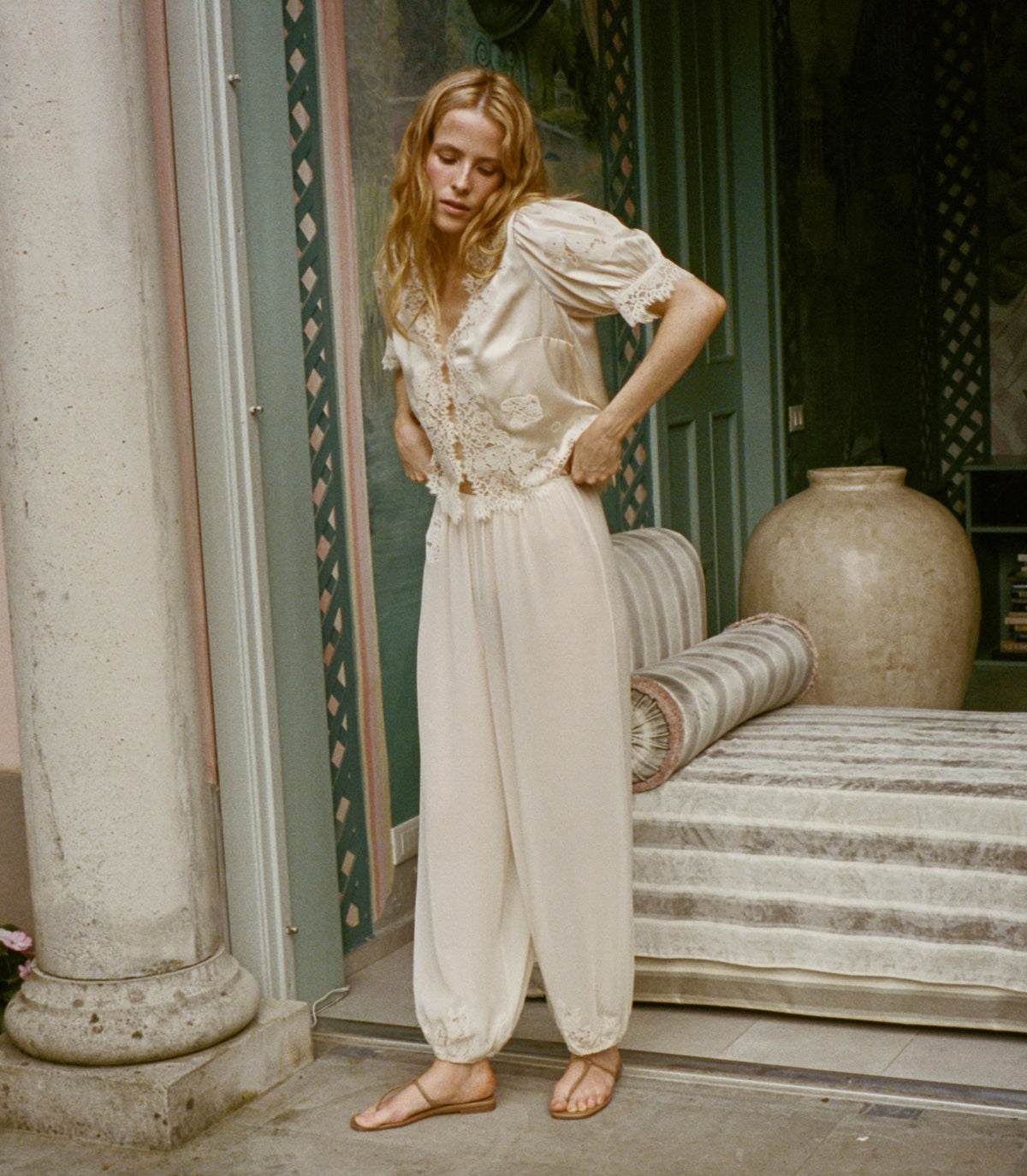 IDELLA SILK SATIN TOP -- CANDLELIGHT