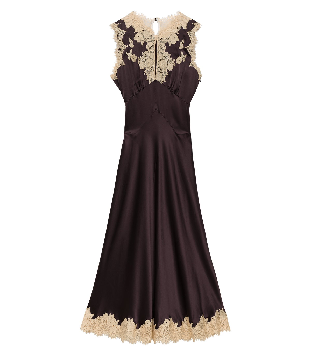 JULITTA DRESS -- EQUESTRIAN BROWN WITH CREAM LACE