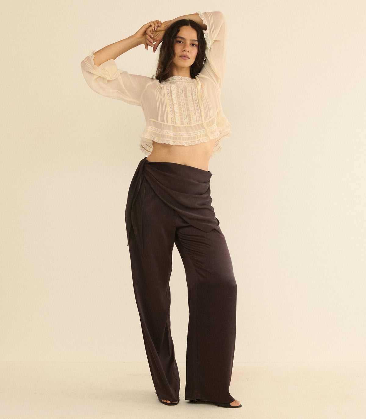 LAVONA SCARF PANT -- EQUESTRIAN BROWN