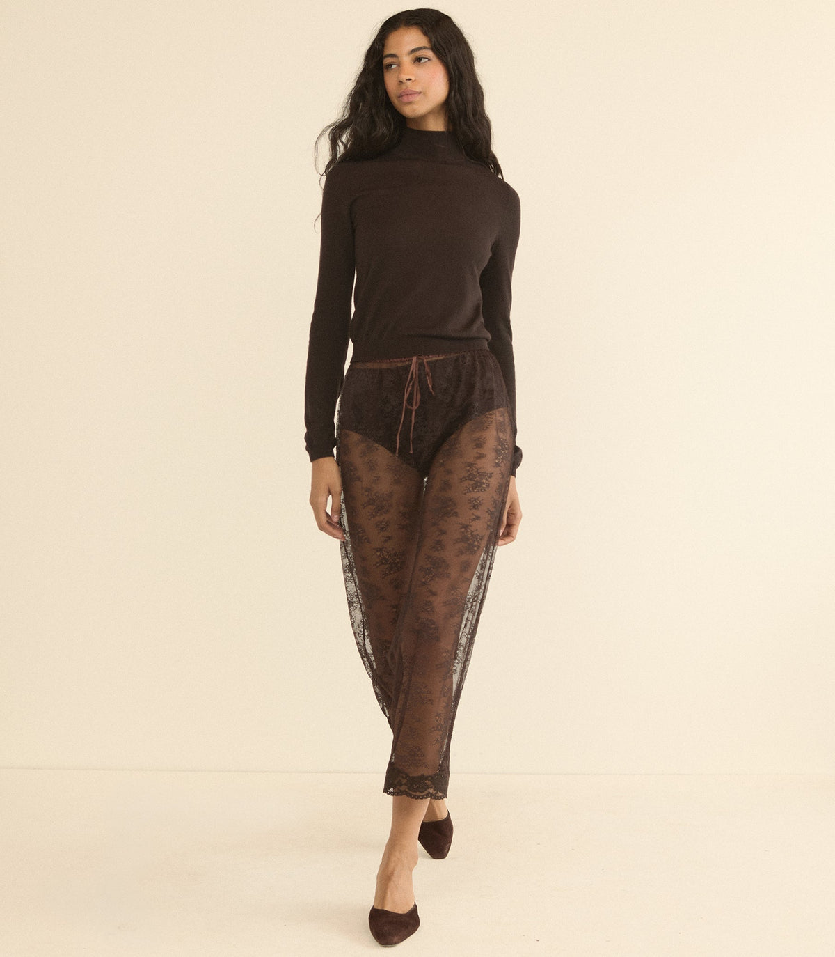 LONI LACE SKIRT SET -- EQUESTRIAN BROWN