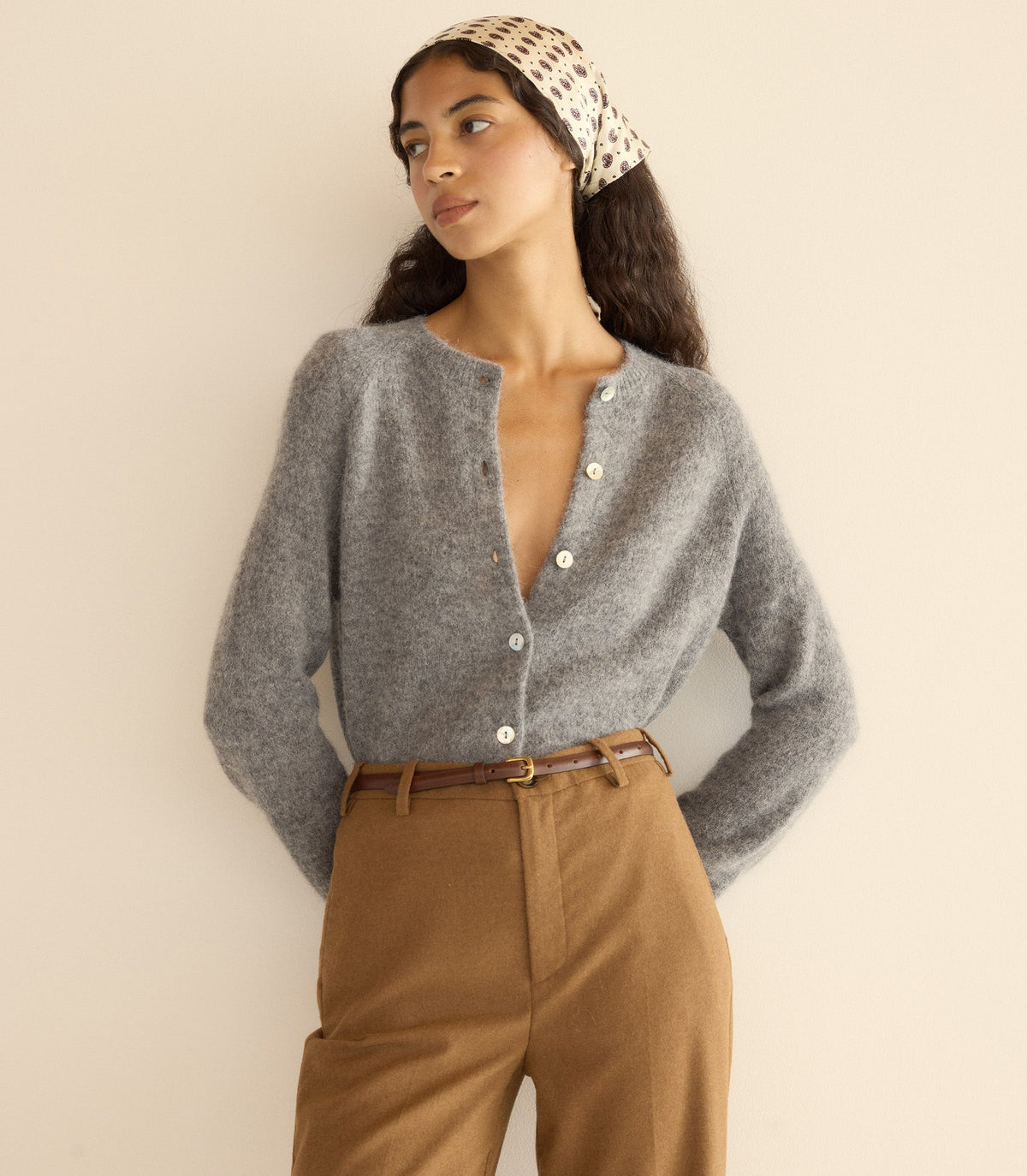 PETRA CARDIGAN -- DARK HEATHER GREY